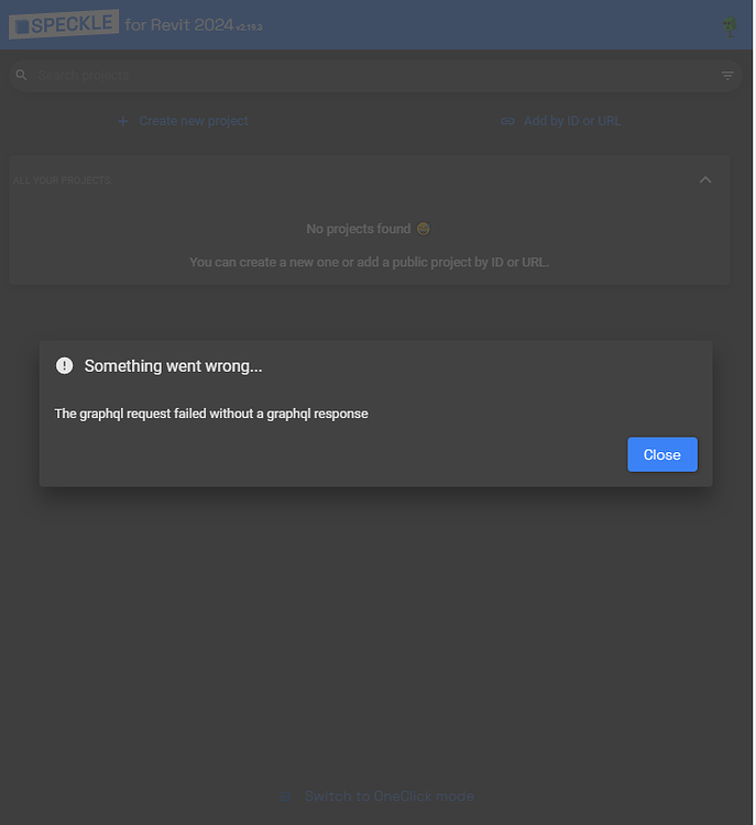 Revit plugin not working the graphql failed help speckle community