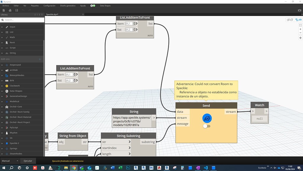 Dynamo send node returning an error - Help (Legacy V2) - Speckle Community