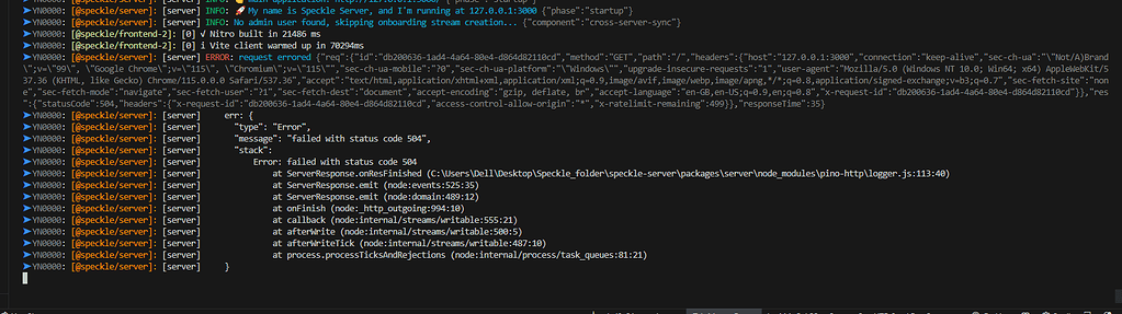 Error while trying open frontend running on 3000 - Developers - Speckle ...