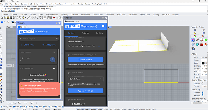 could not get projects error