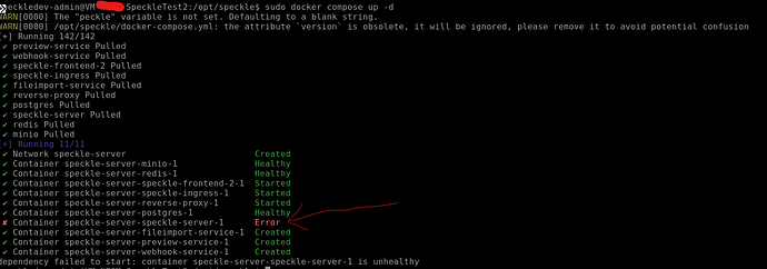 speckle server error